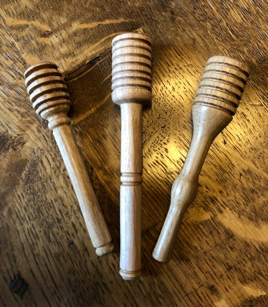 Hand-crafted oak honey dippers